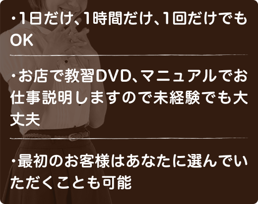 1日だけ、1時間だけ、1回だけでもOK